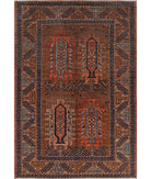 Humna 6'0'' X 8'9'' Hand-Knotted Wool Rug 6'0'' x 8'9'' (180 X 263) / Rust / Blue