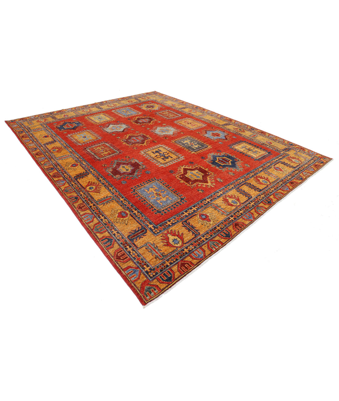 Humna 8'8'' X 12'2'' Hand-Knotted Wool Rug 8'8'' x 12'2'' (260 X 365) / Red / Gold