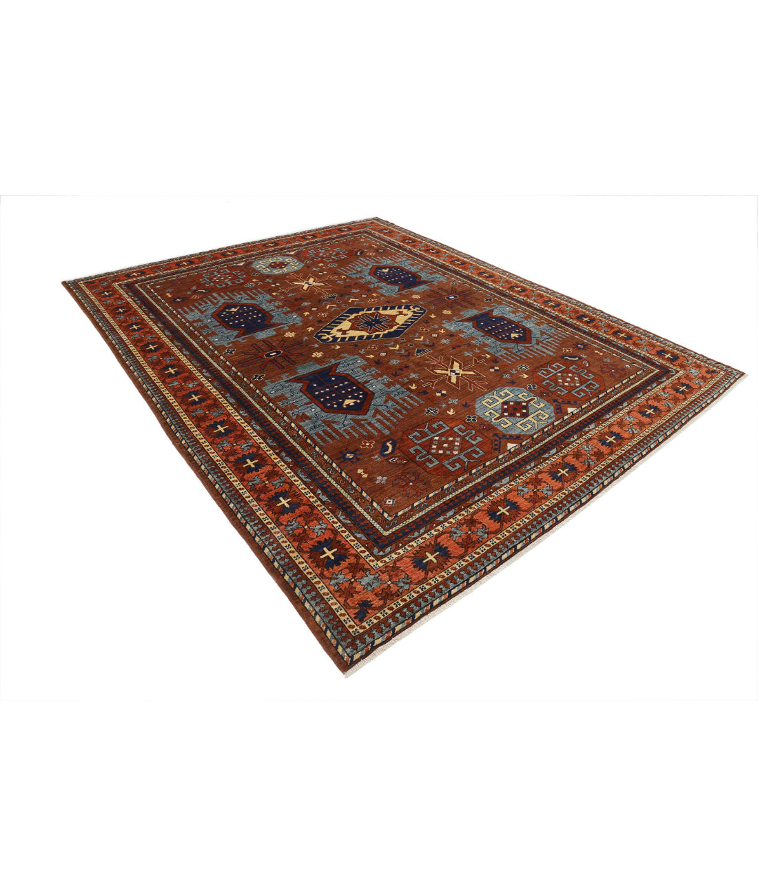 Humna 8'6'' X 10'4'' Hand-Knotted Wool Rug 8'6'' x 10'4'' (255 X 310) / Brown / Orange