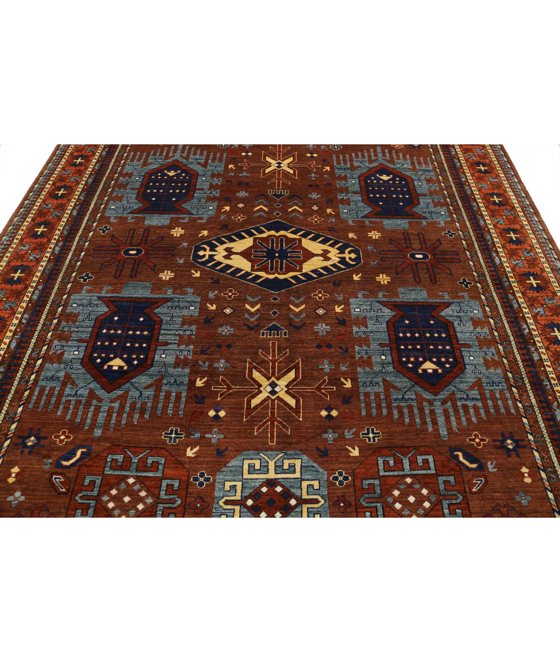 Humna 8'6'' X 10'4'' Hand-Knotted Wool Rug 8'6'' x 10'4'' (255 X 310) / Brown / Orange