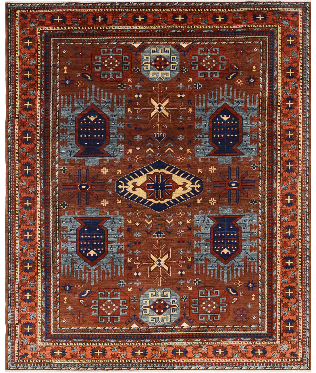 Humna 8'6'' X 10'4'' Hand-Knotted Wool Rug 8'6'' x 10'4'' (255 X 310) / Brown / Orange