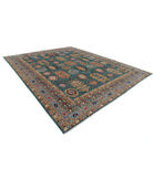 Humna 11'9'' X 14'7'' Hand-Knotted Wool Rug 11'9'' x 14'7'' (353 X 438) / Green / Blue
