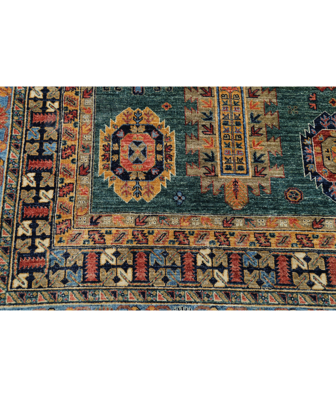 Humna 11'9'' X 14'7'' Hand-Knotted Wool Rug 11'9'' x 14'7'' (353 X 438) / Green / Blue