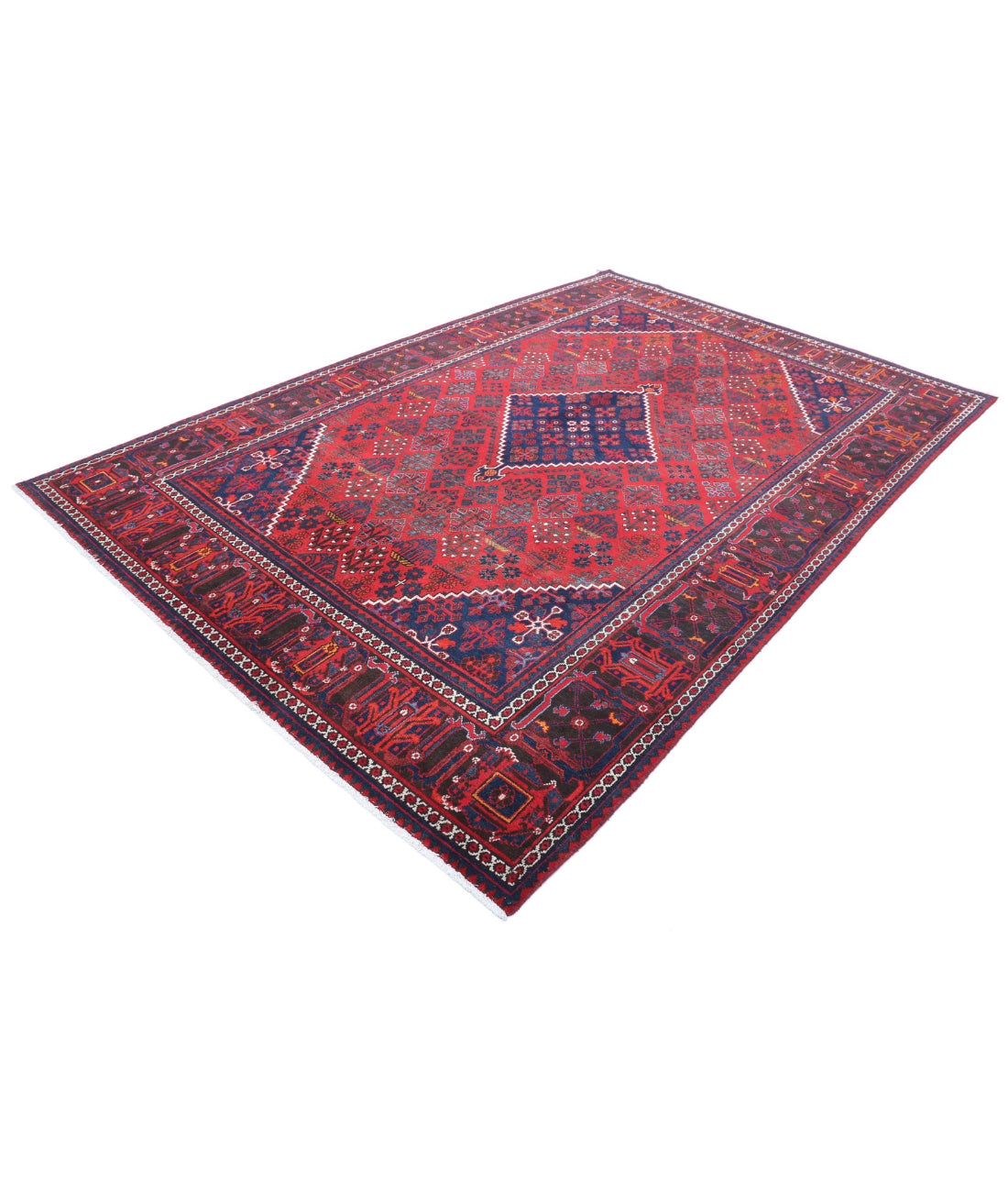 Josheghan 7'0'' X 10'7'' Hand-Knotted Wool Rug 7'0'' x 10'7'' (210 X 318) / Red / Ivory