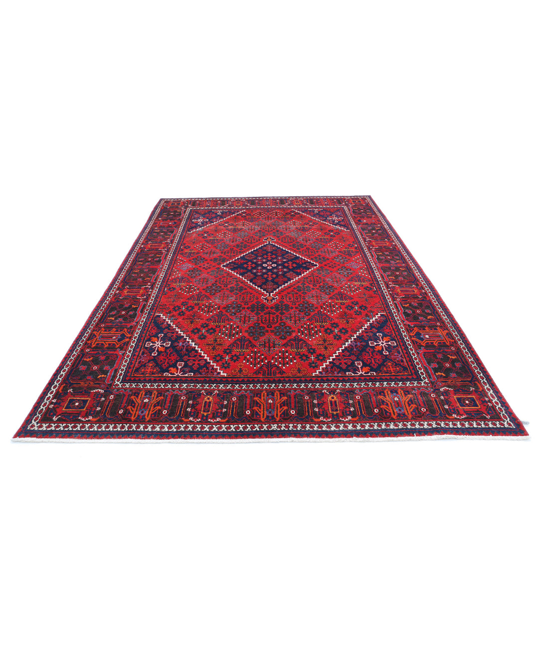 Josheghan 7'0'' X 10'7'' Hand-Knotted Wool Rug 7'0'' x 10'7'' (210 X 318) / Red / Ivory