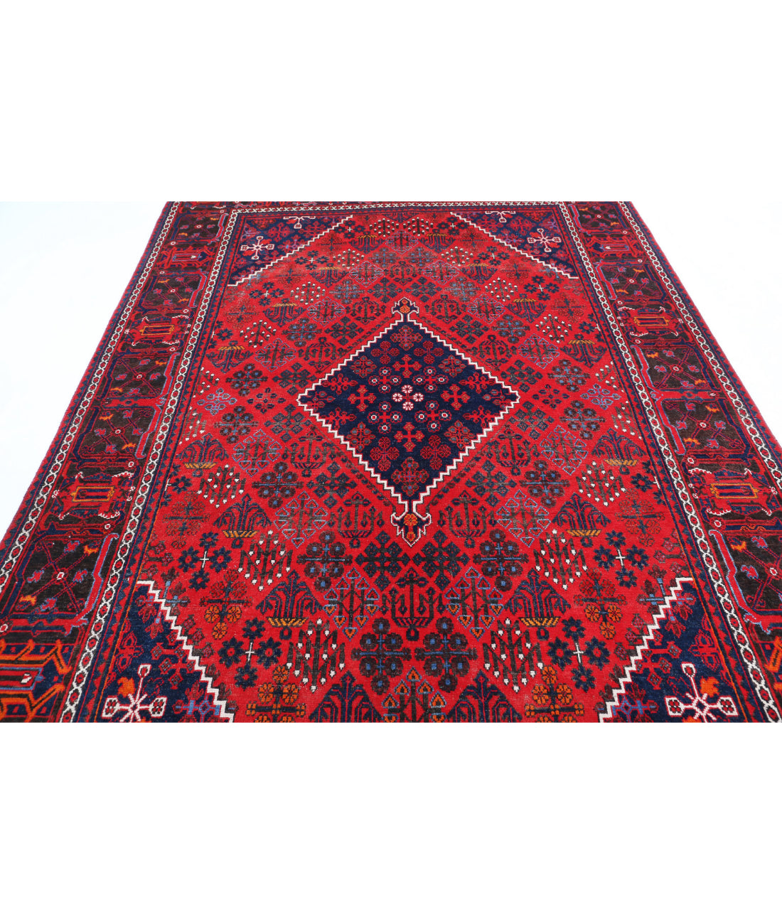 Josheghan 7'0'' X 10'7'' Hand-Knotted Wool Rug 7'0'' x 10'7'' (210 X 318) / Red / Ivory