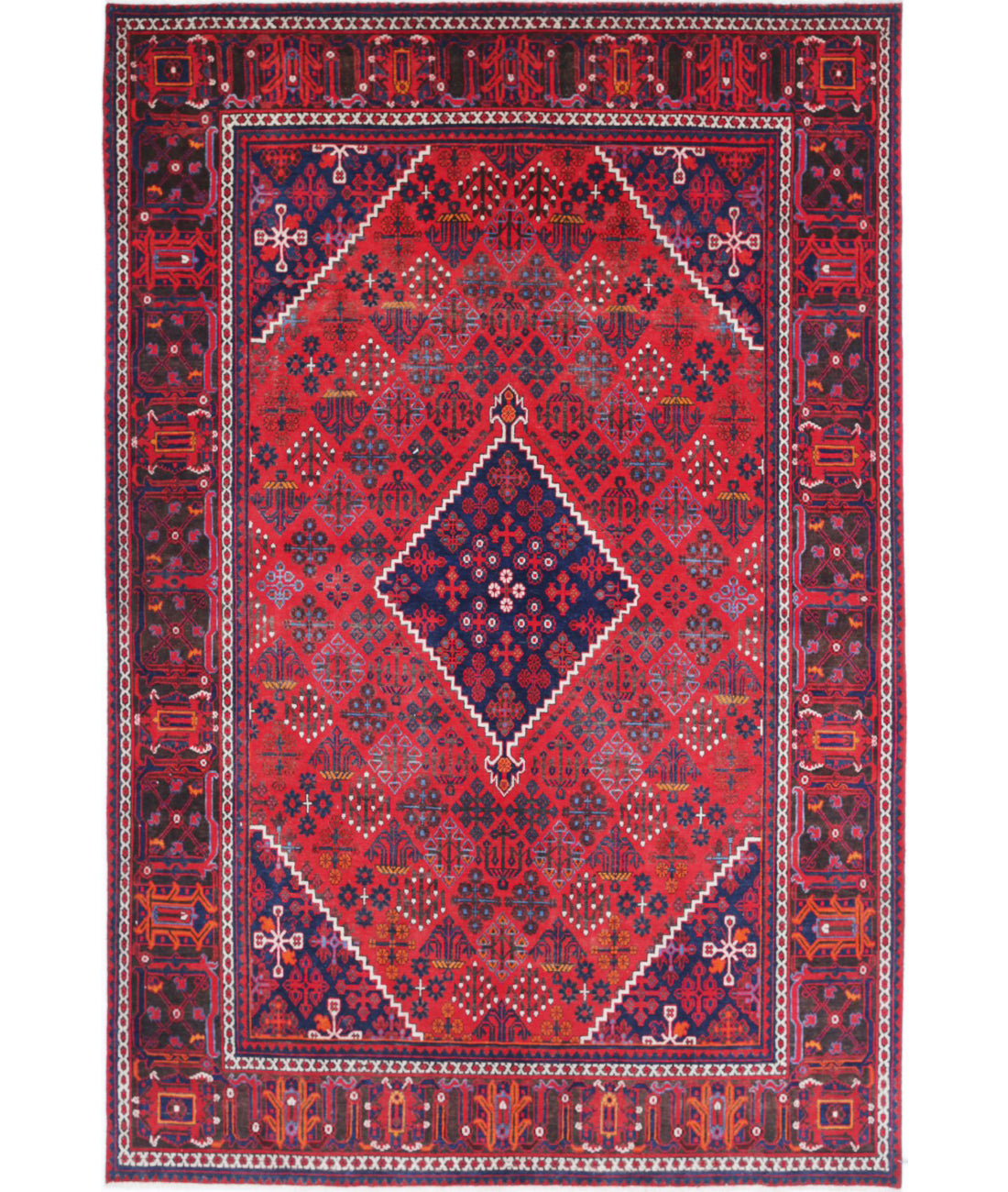 Josheghan 7'0'' X 10'7'' Hand-Knotted Wool Rug 7'0'' x 10'7'' (210 X 318) / Red / Ivory