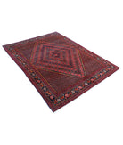 Josheghan 5'0'' X 6'7'' Hand-Knotted Wool Rug 5'0'' x 6'7'' (150 X 198) / Red / Blue