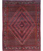 Josheghan 5'0'' X 6'7'' Hand-Knotted Wool Rug 5'0'' x 6'7'' (150 X 198) / Red / Blue