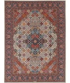 Josheghan 9'0'' X 11'9'' Hand-Knotted Wool Rug 9'0'' x 11'9'' (270 X 353) / Ivory / Blue