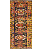 Kars 2' 7" X 6' 6" Hand-Knotted Wool Rug 2' 7" X 6' 6" (79 X 198) / Blue / Gold