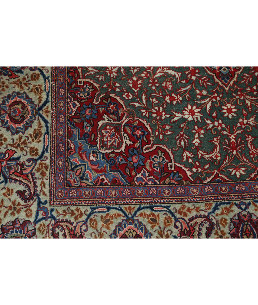 Kashan 4'1'' X 6'9'' Hand-Knotted Wool-Silk Rug 4'1'' x 6'9'' (123 X 203) / Green / Multi