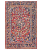 Hand Knotted Kashan Wool Rug 7' 3" X 10' 9" 7' 3" X 10' 9" (221 X 328) / Red / Blue