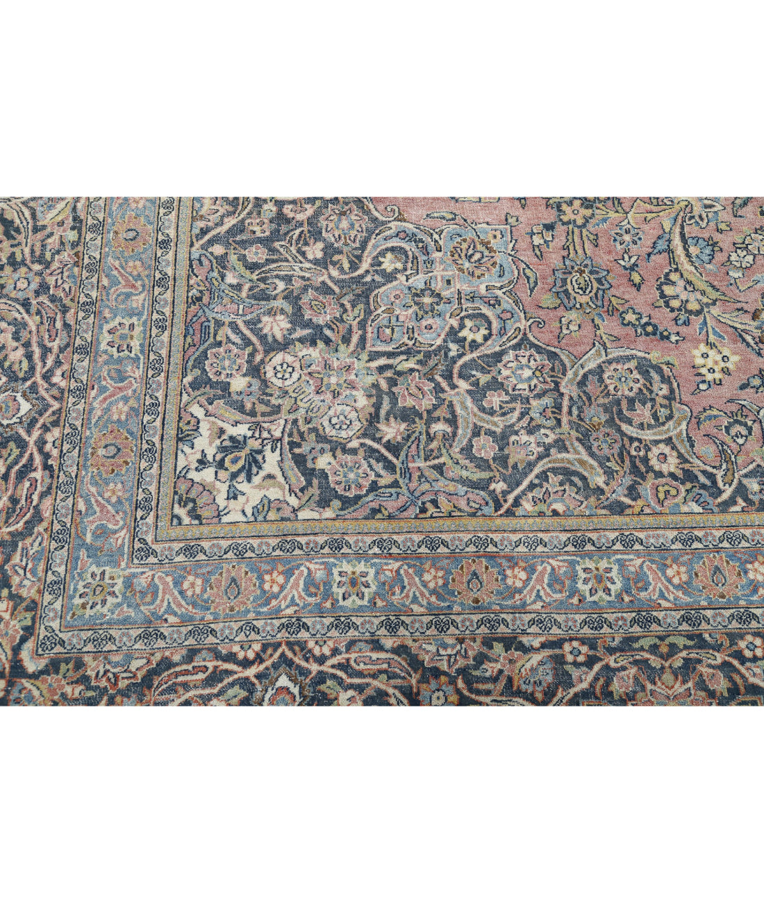 Kashan 11'10'' X 17'3'' Hand-Knotted Wool Rug 11'10'' x 17'3'' (355 X 518) / Red / Blue