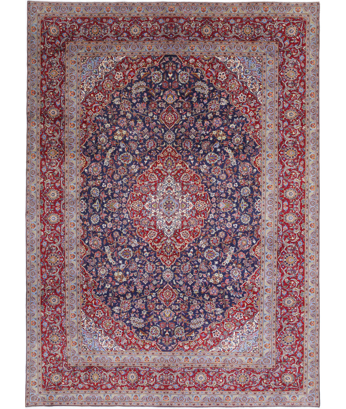 Kashan 9'6'' X 13'3'' Hand-Knotted Wool Rug 9'6'' x 13'3'' (285 X 398) / Blue / Red