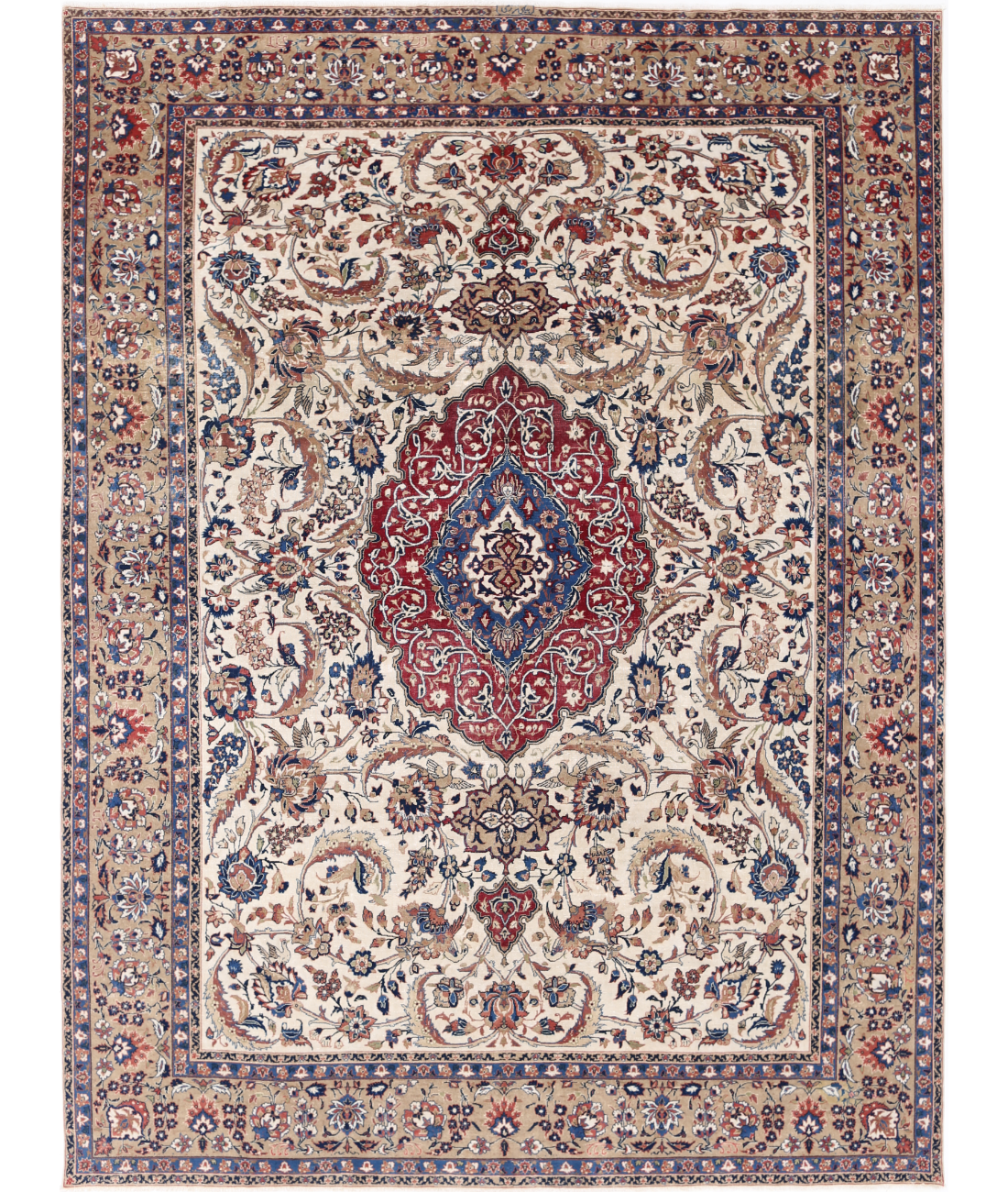 Hand Knotted Kashmar Wool Rug 9' 8" X 12' 11" 9' 8" X 12' 11" (295 X 394) / Ivory / Beige