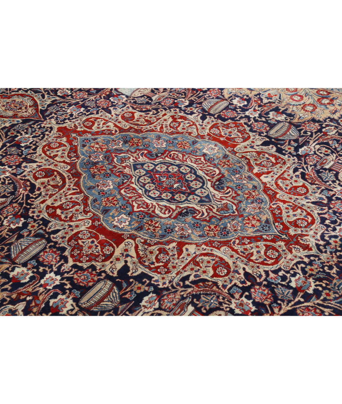 Kashmar 9'6'' X 12'7'' Hand-Knotted Wool Rug 9'6'' x 12'7'' (285 X 378) / Blue / Tan