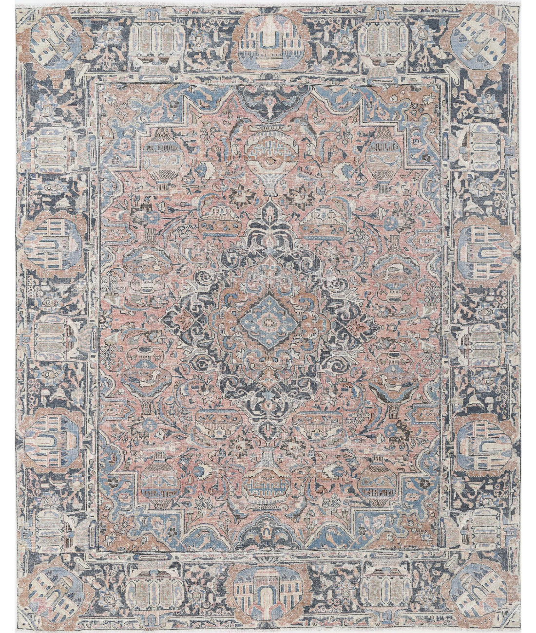 Kashmar 9'8'' X 11'11'' Hand-Knotted Wool Rug 9'8'' x 11'11'' (290 X 358) / Peach / Grey