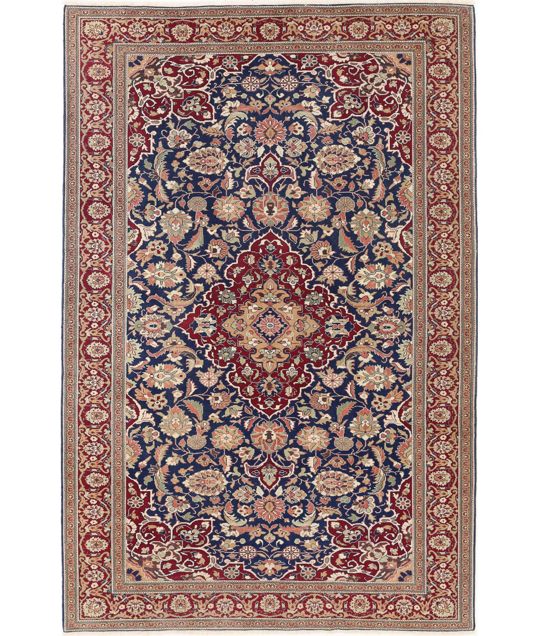 Vintage 6'7'' X 9'11'' Hand-Knotted Wool Rug 6'7'' x 9'11'' (198 X 298) / Blue / Red