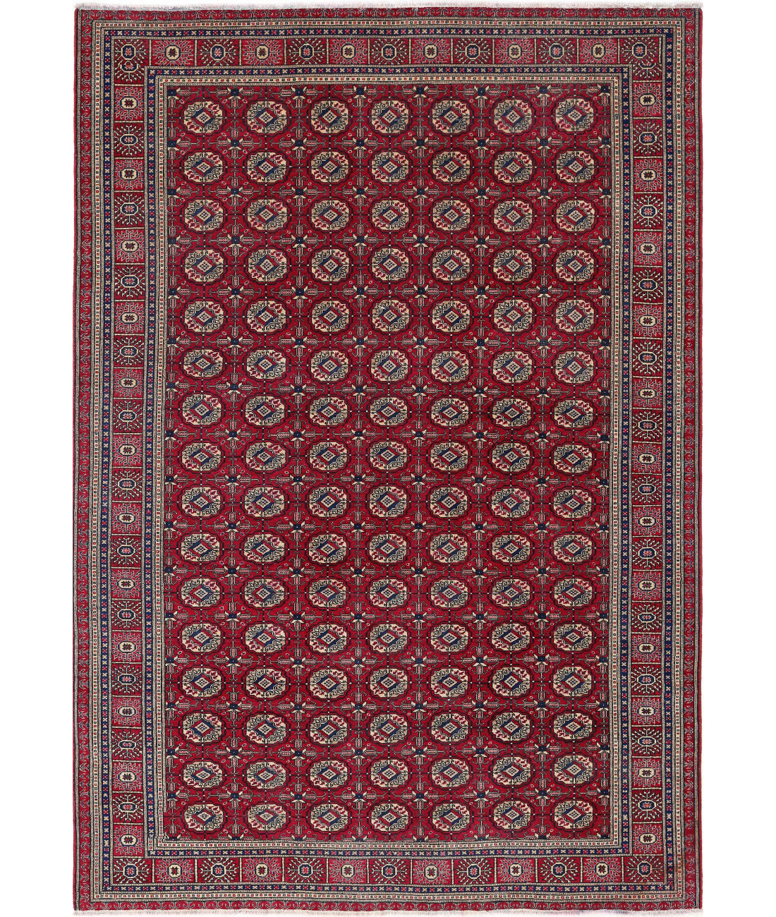 Bokhara 6'6'' X 9'5'' Hand-Knotted Wool Rug 6'6'' x 9'5'' (195 X 283) / Red / Blue