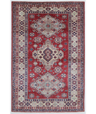 Hand Knotted Kazak Wool Rug 3' 10" X 5' 11" 3' 10" X 5' 11" (117 X 180) / Red / Ivory
