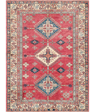 Hand Knotted Kazak Wool Rug 5' 9" X 7' 9" 5' 9" X 7' 9" (175 X 236) / Red / Ivory