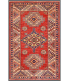Hand Knotted Royal Kazak Wool Rug - 3'0'' x 4'9'' 3' 0" X 4' 9" ( 91 X 145 ) / Red / Ivory
