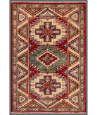Hand Knotted Royal Kazak Wool Rug - 3'0'' x 4'6'' 3' 0" X 4' 6" ( 91 X 137 ) / Red / Ivory