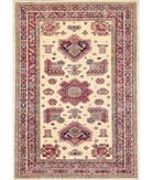 Hand Knotted Kazak Wool Rug 5' 7" X 7' 9" 5' 7" X 7' 9" (170 X 236) / Ivory / Red