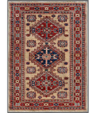 Hand Knotted Kazak Wool Rug 2' 7" X 3' 6" 2' 7" X 3' 6" (79 X 107) / Ivory / Red