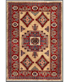 Hand Knotted Kazak Wool Rug 2' 7" X 3' 7" 2' 7" X 3' 7" (79 X 109) / Ivory / Red