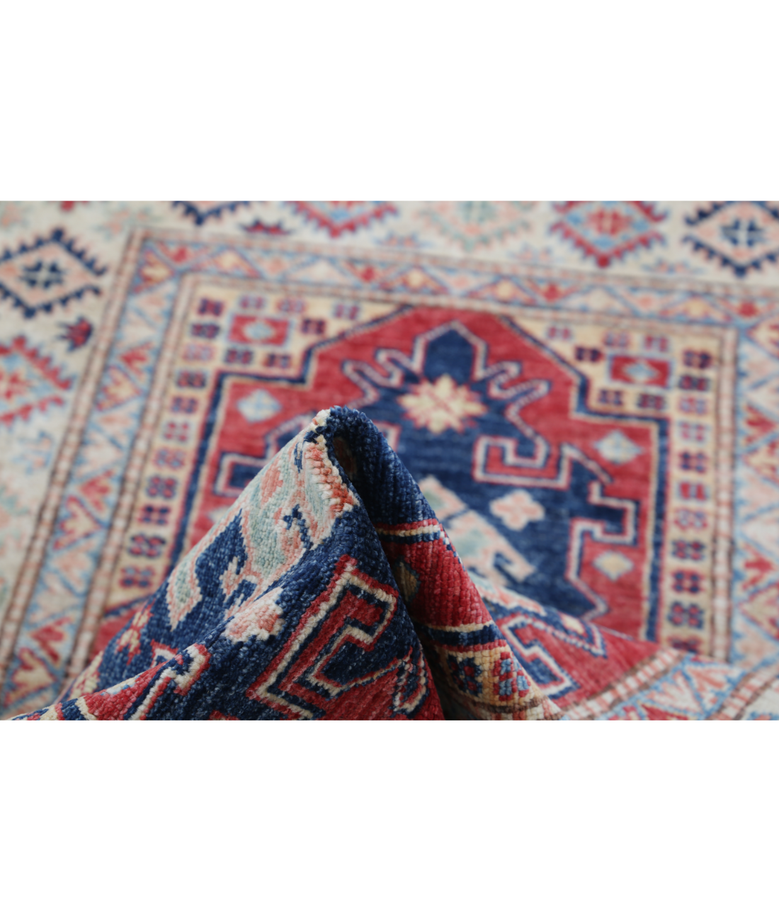 Kazak 2'9'' X 4'1'' Hand-Knotted Wool Rug 2'9'' x 4'1'' (83 X 123) / Red / Ivory