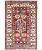 Hand Knotted Royal Kazak Wool Rug - 2'7'' x 3'10'' 2' 7" X 3' 10" ( 79 X 117 ) / Red / Ivory