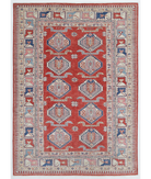 Hand Knotted Kazak Wool Rug 5' 9" X 7' 11" 5' 9" X 7' 11" (175 X 241) / Red / Ivory