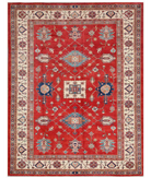 Hand Knotted Kazak Wool Rug 9' 1" X 11' 7" 9' 1" X 11' 7" (277 X 353) / Red / Ivory