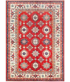 Hand Knotted Tribal Kazak Wool Rug - 10'4'' x 14'1'' 10' 4" X 14' 1" ( 315 X 429 ) / Red / Ivory