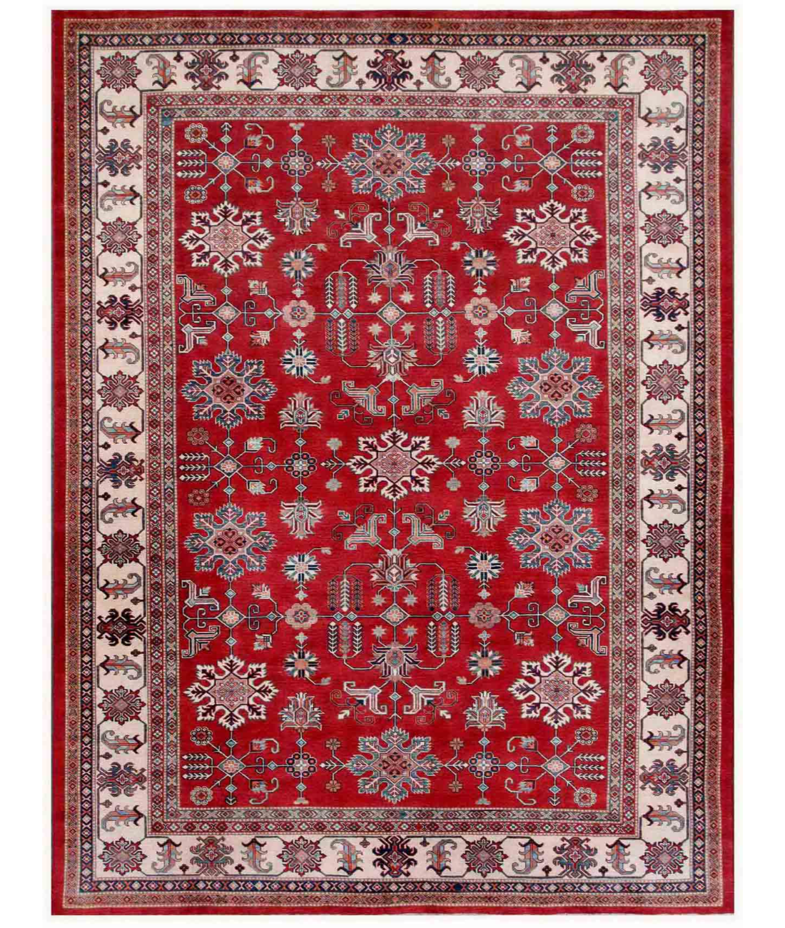 Hand Knotted Kazak Wool Rug 10' 4" X 14' 0" 10' 4" X 14' 0" (315 X 427) / Red / Ivory