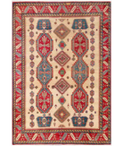 Hand Knotted Kazak Wool Rug 7' 3" X 10' 6" 7' 3" X 10' 6" (221 X 320) / Ivory / Red