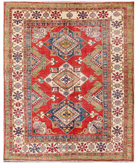 Hand Knotted Kazak Wool Rug 6' 8" X 8' 1" 6' 8" X 8' 1" (203 X 246) / Red / Ivory