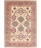 Hand Knotted Kazak Wool Rug 6' 8" X 10' 0" 6' 8" X 10' 0" (203 X 305) / Ivory / Red