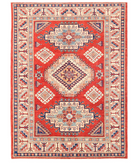 Hand Knotted Kazak Wool Rug 4' 10" X 6' 7" 4' 10" X 6' 7" (147 X 201) / Red / Ivory