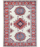 Hand Knotted Kazak Wool Rug 6' 3" X 8' 7" 6' 3" X 8' 7" (191 X 262) / Ivory / Red