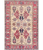 Hand Knotted Royal Kazak Wool Rug - 5'6'' x 8'1'' 5' 6" X 8' 1" ( 168 X 246 ) / Gold / Red