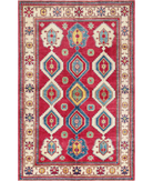 Hand Knotted Kazak Wool Rug 5' 8" X 8' 10" 5' 8" X 8' 10" (173 X 269) / Red / Ivory