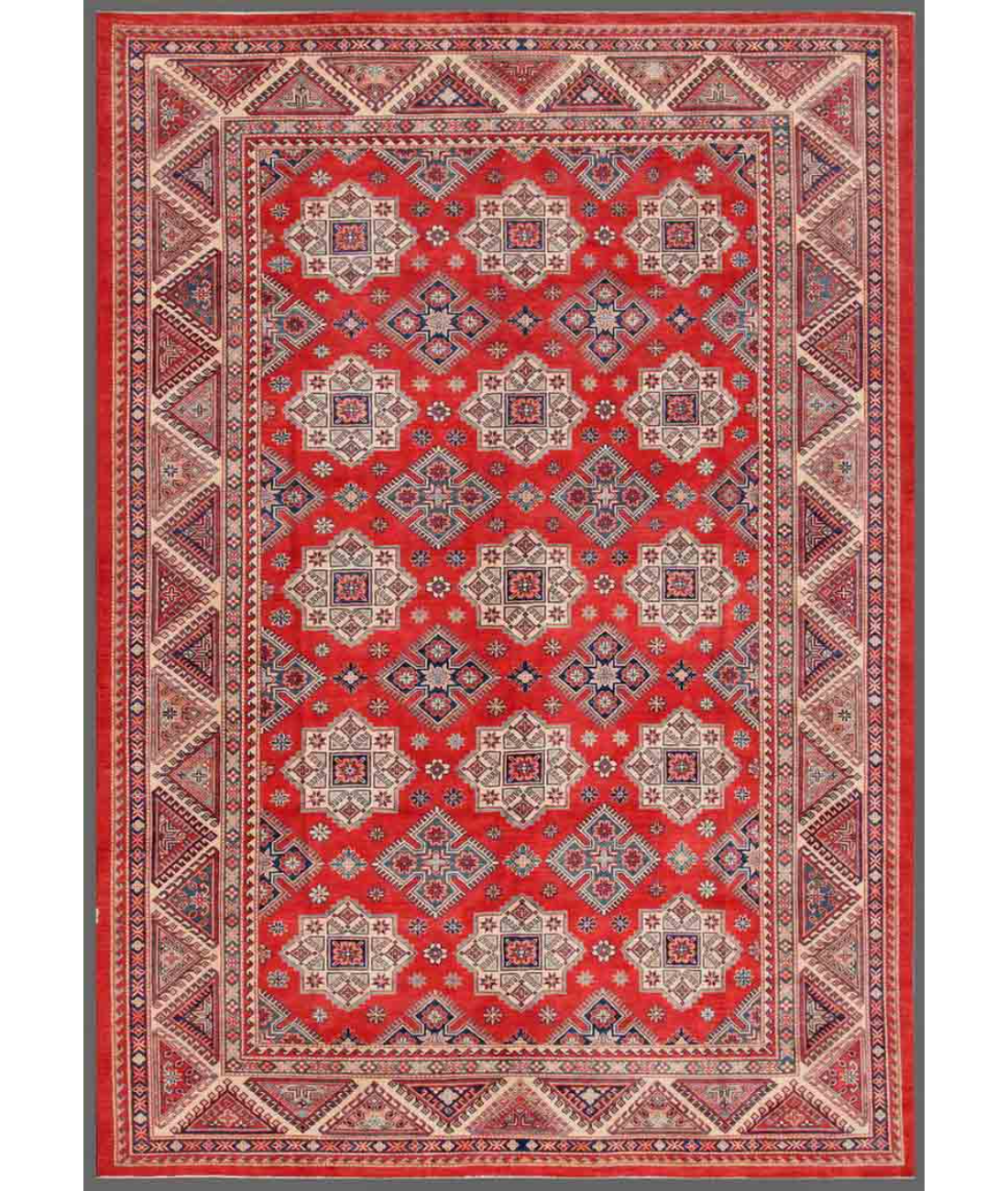 Hand Knotted Kazak Wool Rug 10' 1" X 14' 0" 10' 1" X 14' 0" (307 X 427) / Red / Ivory