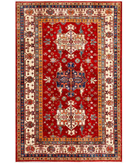 Hand Knotted Kazak Wool Rug 5' 9" X 8' 6" 5' 9" X 8' 6" (175 X 259) / Red / Ivory
