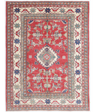 Hand Knotted Kazak Wool Rug 6' 8" X 8' 8" 6' 8" X 8' 8" (203 X 264) / Red / Ivory