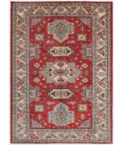 Hand Knotted Kazak Wool Rug 5' 7" X 7' 9" 5' 7" X 7' 9" (170 X 236) / Red / Ivory