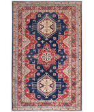Hand Knotted Kazak Wool Rug 4' 9" X 7' 5" 4' 9" X 7' 5" (145 X 226) / Blue / Red