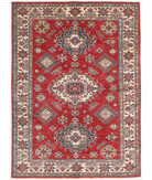 Hand Knotted Kazak Wool Rug 5' 8" X 7' 7" 5' 8" X 7' 7" (173 X 231) / Red / Ivory